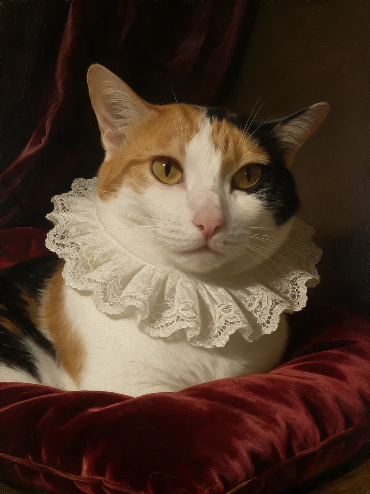 Le portrait d’Oscar à l’huile en tirage encadré 30×40 : cadre noir, avec marge et cartel imprimés.